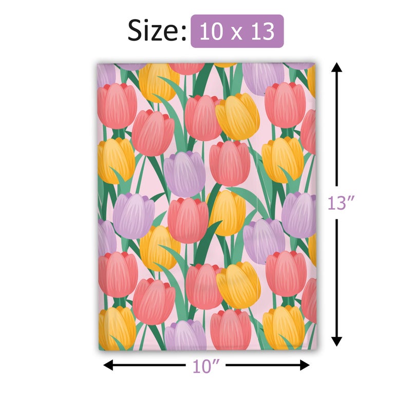 Pro Supply Global 10x13 (100) Trendy Tulip Flowers Floral Summer Designer Poly Mailers Waterproof Self Sealing Tear Resistant Polymailers Shipping Envelopes Premium Printed Bags For Small Businesses - Image 4
